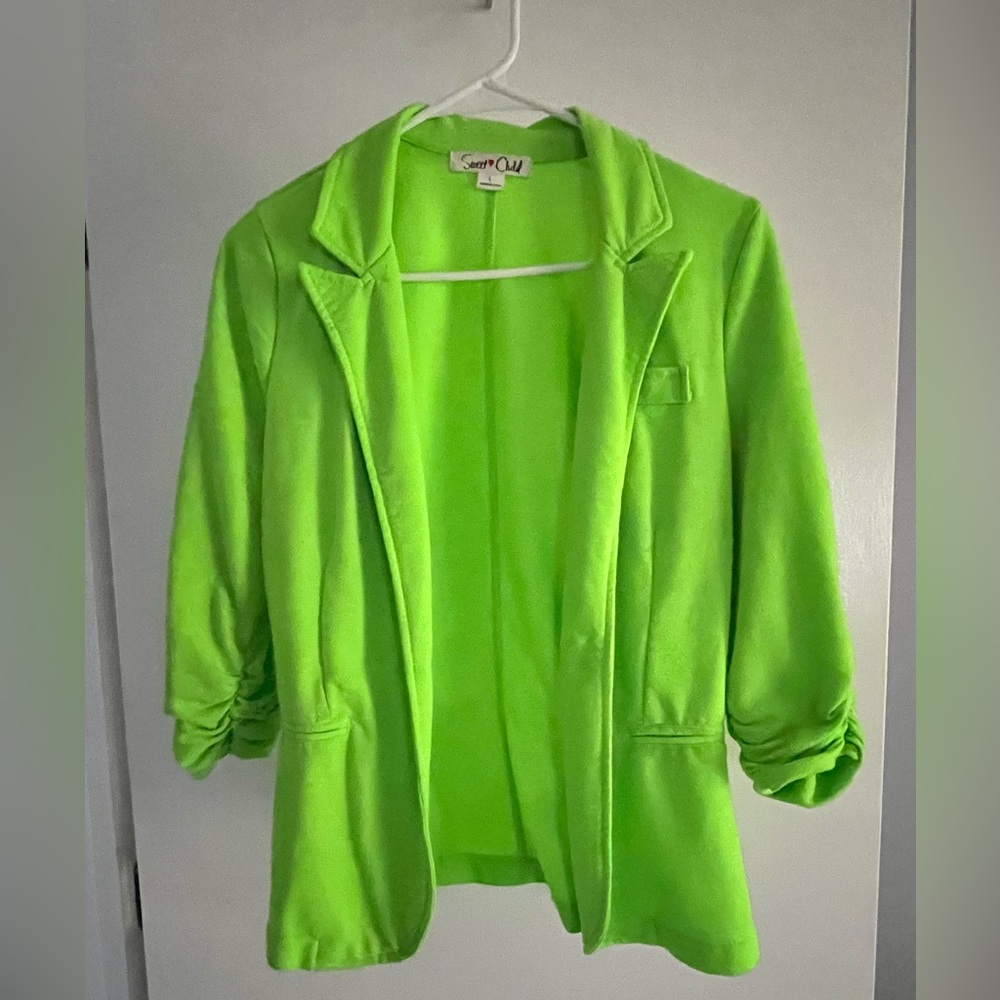 Bright Green Polyester Blazer